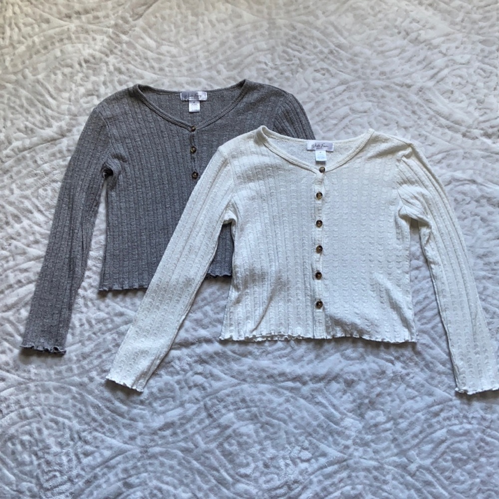 White Farm girls cropped long sleeves